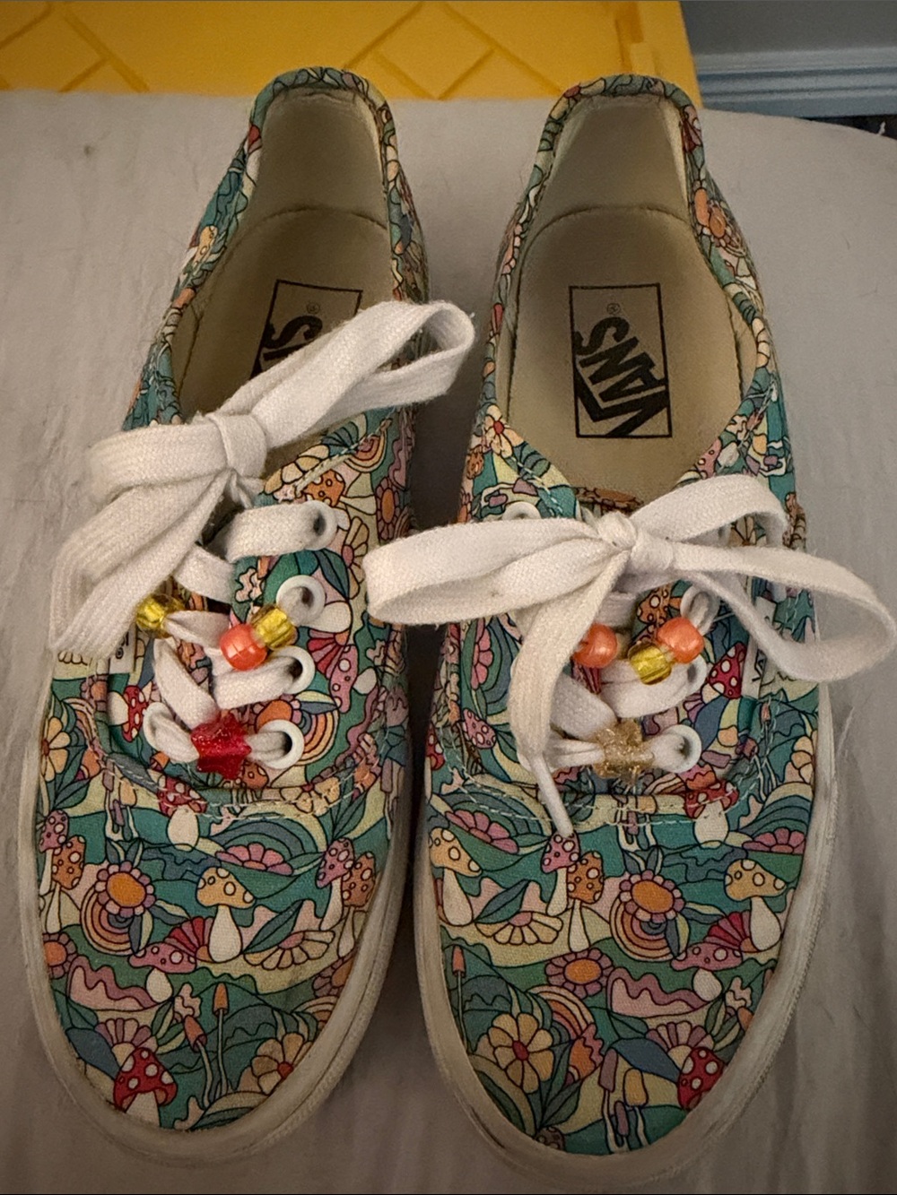 Vans Women's Teal Floral Mushroom Lace-Up Sneakers